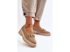 Zazoo 3429 semišové dámské mokasíny s ozdobou Beige 3