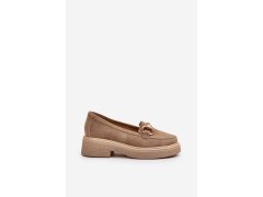 Zazoo 3429 semišové dámské mokasíny s ozdobou Beige 4