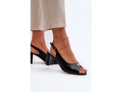Elegantní sandály na podpatku s ozdobou černé Trasea 5