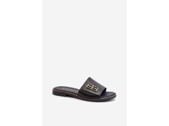 Zazoo 40384 elegantní dámské kožené černé Žabky 1