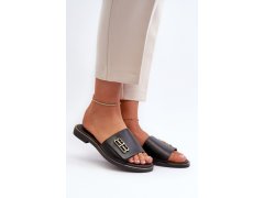 Zazoo 40384 elegantní dámské kožené černé Žabky 2