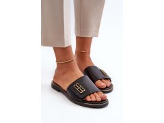 Zazoo 40384 elegantní dámské kožené černé Žabky 7