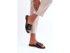Zazoo 40384 elegantní dámské kožené černé Žabky 8