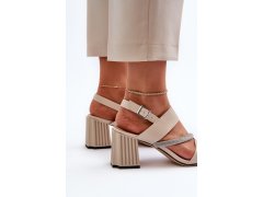 Dámské elegantní sandály na podpatku béžové d&a MR38-549 7