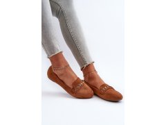 Lesklé dámské mokasíny s řetízkem camel Aredilla 8