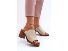 Elegantní lehké dámské sandály na podpatku béžové Varnila 2