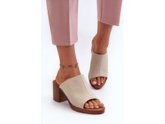 Elegantní lehké dámské sandály na podpatku béžové Varnila 4