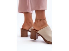 Elegantní lehké dámské sandály na podpatku béžové Varnila 5