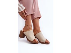 Elegantní lehké dámské sandály na podpatku béžové Varnila 7