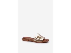 Zazoo 40384 elegantní dámské kožené žabky Zlaté 1