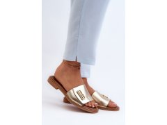 Zazoo 40384 elegantní dámské kožené žabky Zlaté 2