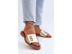 Zazoo 40384 elegantní dámské kožené žabky Zlaté 3