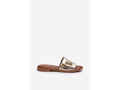 Zazoo 40384 elegantní dámské kožené žabky Zlaté 4