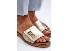 Zazoo 40384 elegantní dámské kožené žabky Zlaté 6