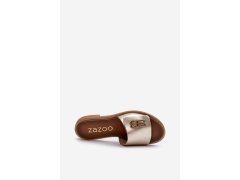 Zazoo 40384 elegantní dámské kožené žabky Zlaté 7