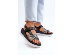 Zazoo 40397 dámské kožené sandály na platformě Černé 3
