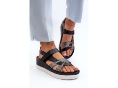 Zazoo 40397 dámské kožené sandály na platformě Černé 5