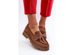 Zazoo 3469 semišové dámské mokasíny s živůtky Hnědé 5