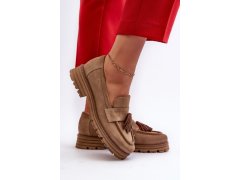 Zazoo 3469 dámské semišové mokasíny s řasami béžové 6