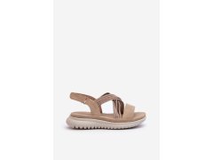 Lehké dámské pohodlné sandály na suchý zip beige Ceclea 3