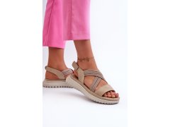 Lehké dámské pohodlné sandály na suchý zip beige Ceclea 5
