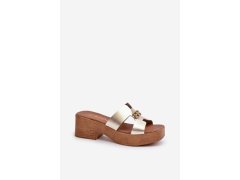 Zazoo 40412 kožené elegantní dámské žabky s ozdobou Zlaté 1