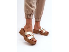 Zazoo 40412 kožené elegantní dámské žabky s ozdobou Zlaté 2