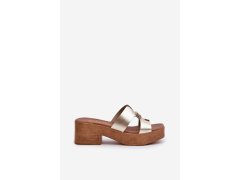 Zazoo 40412 kožené elegantní dámské žabky s ozdobou Zlaté 3