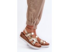 Zazoo 40397 dámské kožené sandály na platformě Zlaté 2