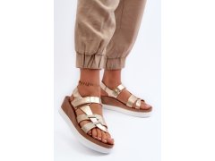 Zazoo 40397 dámské kožené sandály na platformě Zlaté 3
