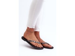[ploché elastické dámské žabky zaxy jj285297 šedo-černé] 2