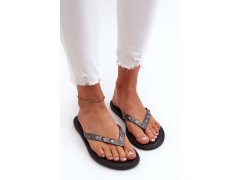[ploché elastické dámské žabky zaxy jj285297 šedo-černé] 6