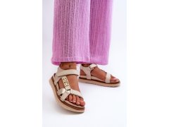 Zazoo 50103 dámské kožené sandály na platformě Beige 1