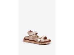 Zazoo 50103 dámské kožené sandály na platformě Beige 2