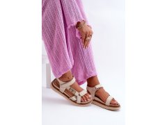 Zazoo 50103 dámské kožené sandály na platformě Beige 7