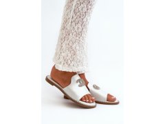 Elegantní dámské lesklé žabky s&nbsp;ozdobou s.barski kv27-050 Stříbrné 1