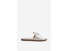 Elegantní dámské lesklé žabky s&nbsp;ozdobou s.barski kv27-050 Stříbrné 8