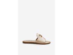 Elegantní dámské lesklé sandály s ozdobou s.barski kv27-050 Zlaté 4