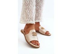 Elegantní dámské lesklé sandály s ozdobou s.barski kv27-050 Zlaté 6