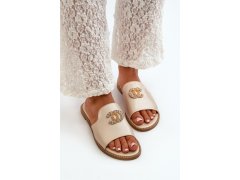 Elegantní dámské lesklé sandály s ozdobou s.barski kv27-050 Zlaté 8