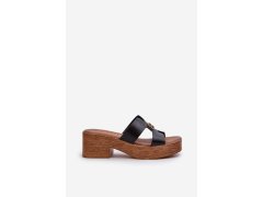 Zazoo 40412 kožené elegantní dámské žabky s zlatým ozdobou Černé 6