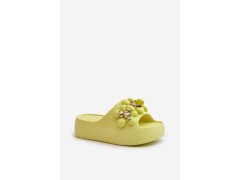 Dámské piankové žabky s&nbsp;ozdobami na hrubé podrážce limetkové Bremavia 3
