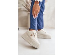 Sneakersy sportovní boty dámské zateplené na masivní podešvi béžové Verissha 1