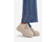 Sneakersy sportovní boty dámské zateplené na masivní podešvi béžové Verissha 2