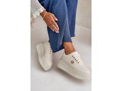 Sneakersy sportovní boty dámské zateplené na masivní podešvi béžové Verissha 3