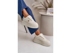 Sneakersy sportovní boty dámské zateplené na masivní podešvi béžové Verissha 4