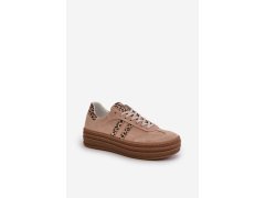 Zazoo n1068s4 dámské semišové sneakersy na platformě leopardí Růžové 5