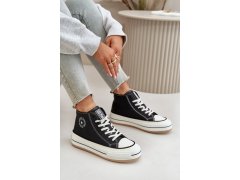 Zateplené dámské tenisky na platformě eko kůže big star oo274062 Černé 2