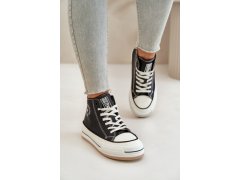 Zateplené dámské tenisky na platformě eko kůže big star oo274062 Černé 4