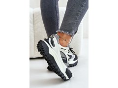 Kožené dámské sneakersy na platformě big star oo274a220 hi-poly system Bílá-Černá 2